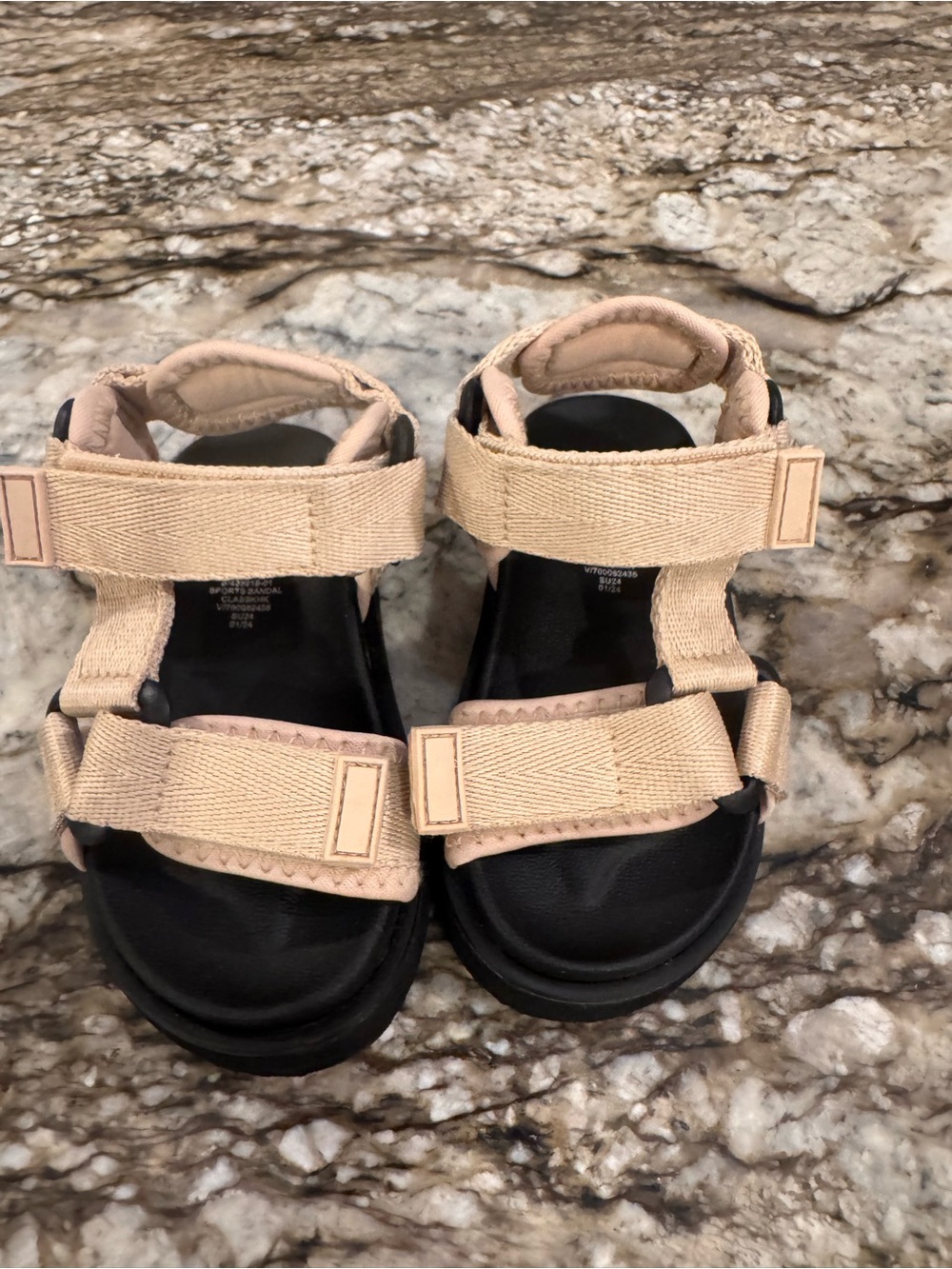 GAP Kids Beige Strap Sandals with Black Soles